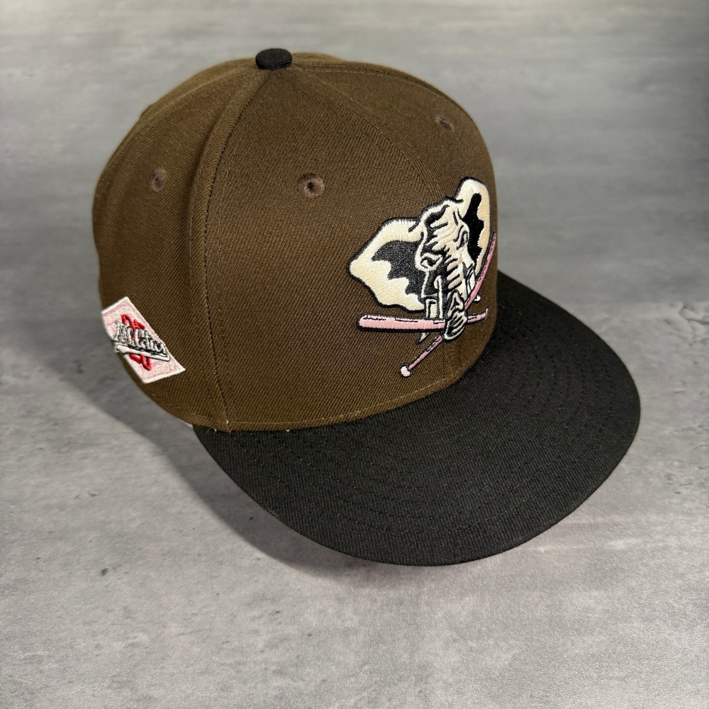 Hat Club Oakland Athletics A's New Era‎ 7 3/8 Pink Mocha 2.0 Brown Stomper Black